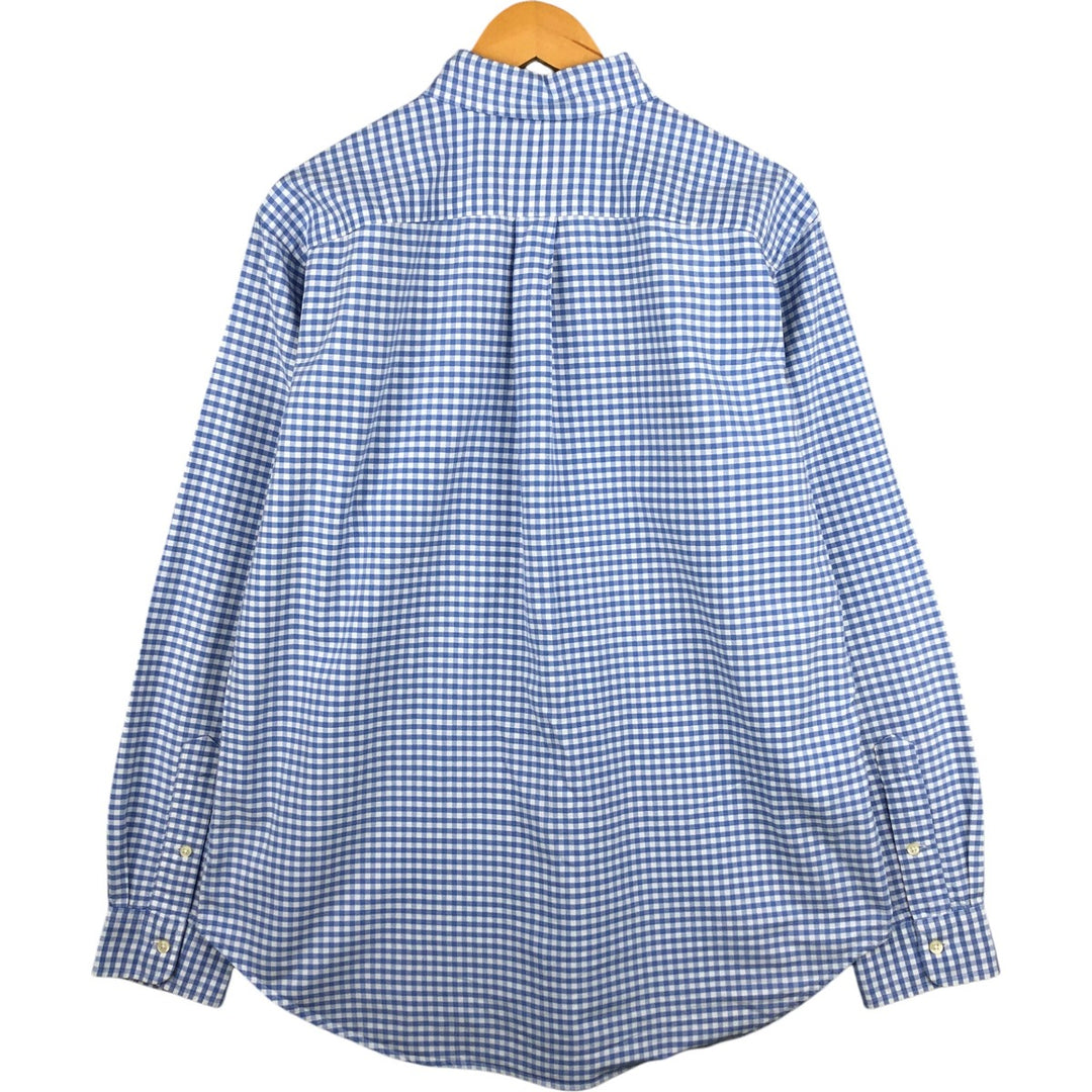 Ralph Lauren Classic Fit Gingham Check Long Sleeve Button-Down Check Shirt, Men's Size L cotton Blue type light blue Vintage Second Hand
