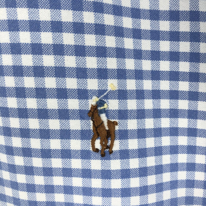 Ralph Lauren Classic Fit Gingham Check Long Sleeve Button-Down Check Shirt, Men's Size L cotton Blue type light blue Vintage Second Hand