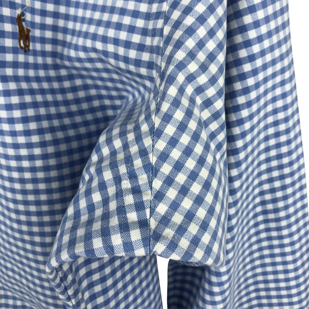 Ralph Lauren Classic Fit Gingham Check Long Sleeve Button-Down Check Shirt, Men's Size L cotton Blue type light blue Vintage Second Hand