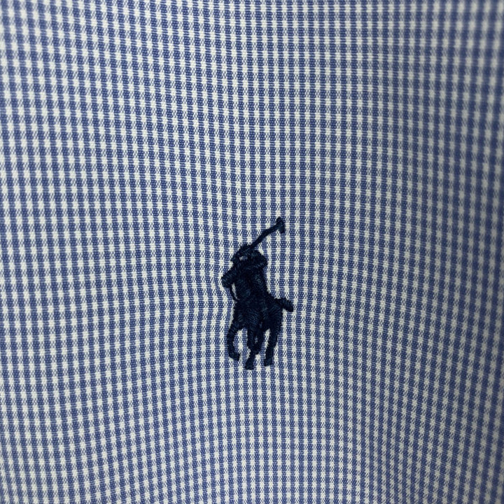 Ralph Lauren BLAKE long sleeve button down check shirt, men's size M cotton Blue type light blue Vintage Second Hand