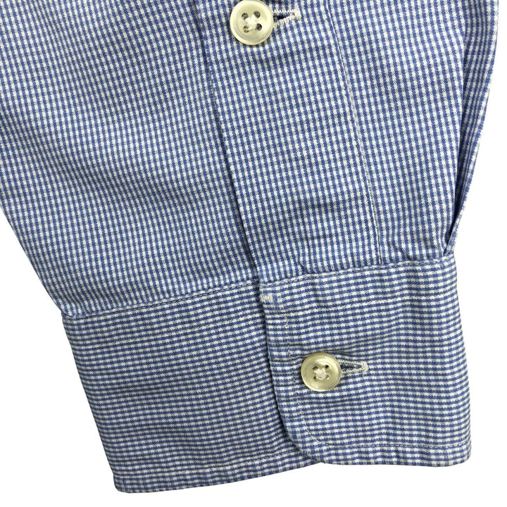 Ralph Lauren BLAKE long sleeve button down check shirt, men's size M cotton Blue type light blue Vintage Second Hand