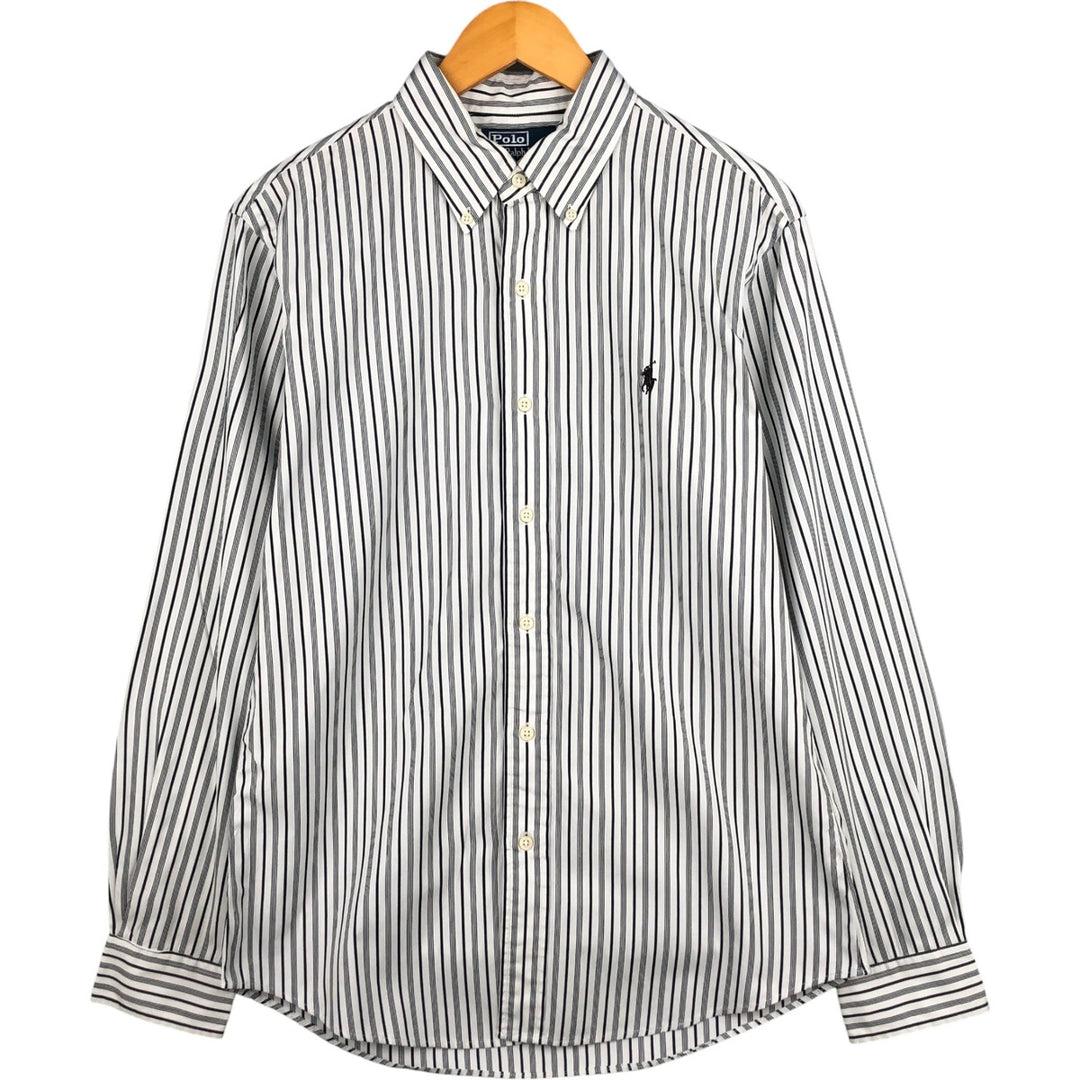 Ralph Lauren CUSTOM FIT long sleeve button down striped shirt men's size M cotton white type Vintage Second Hand