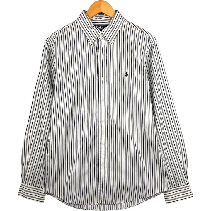 Ralph Lauren CUSTOM FIT long sleeve button down striped shirt men's size M cotton white type Vintage Second Hand