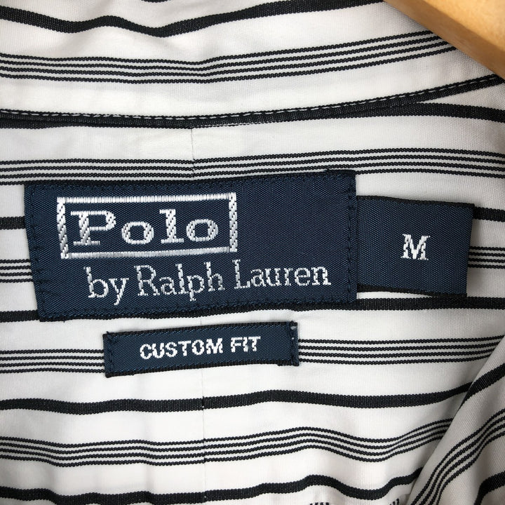 Ralph Lauren CUSTOM FIT long sleeve button down striped shirt men's size M cotton white type Vintage Second Hand