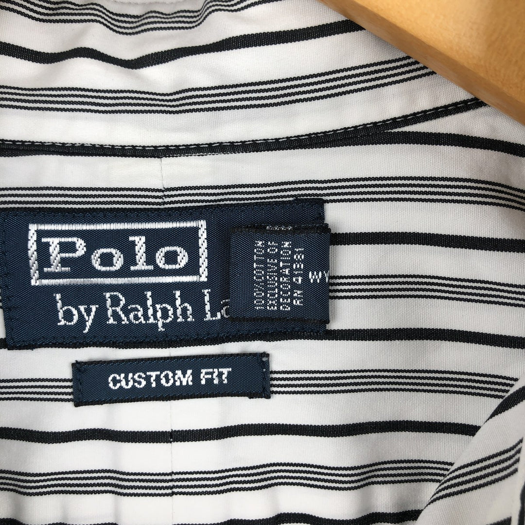Ralph Lauren CUSTOM FIT long sleeve button down striped shirt men's size M cotton white type Vintage Second Hand