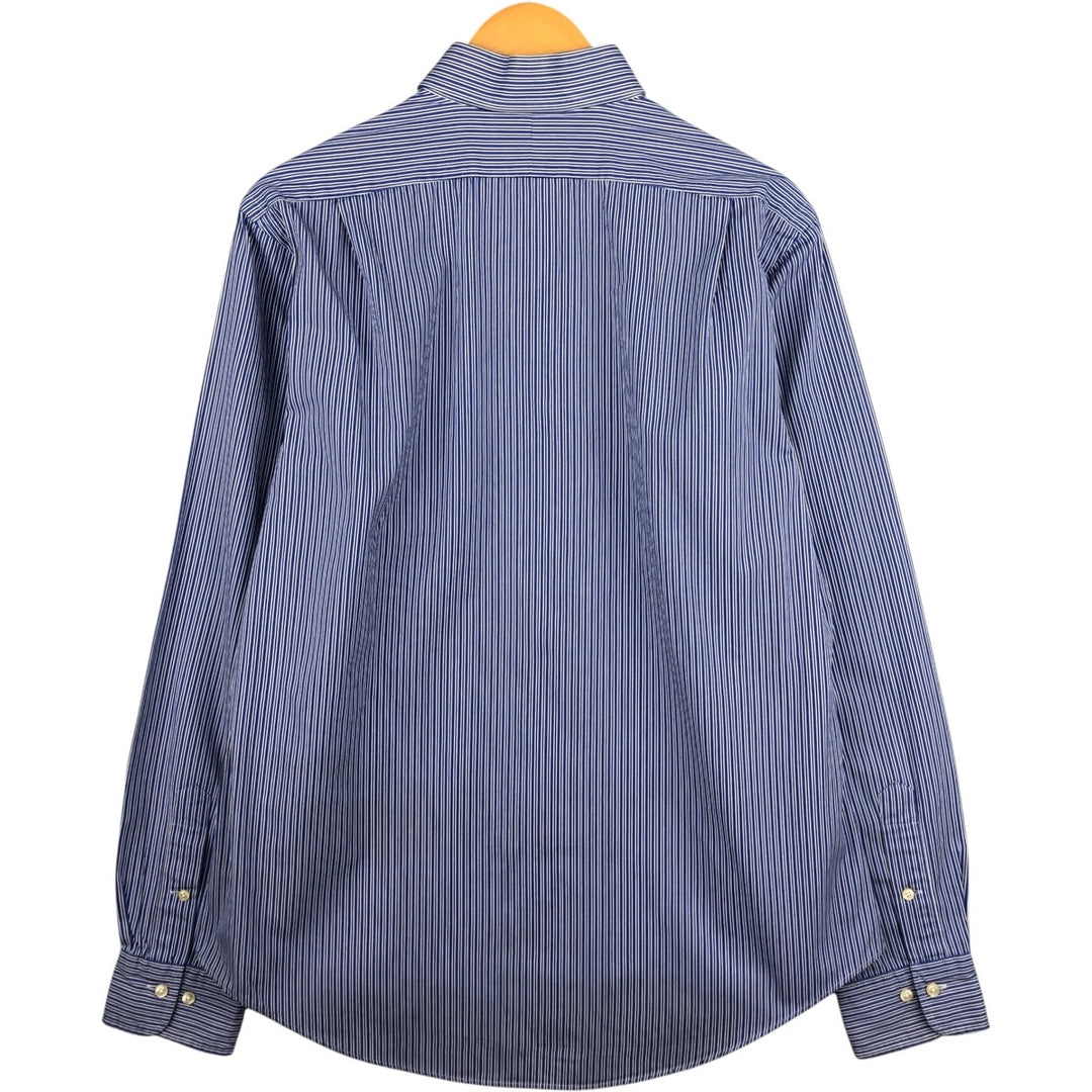 Ralph Lauren REGEND CUSTOM FIT wide collar long sleeve striped shirt, men's size L cotton blue type Vintage Second Hand