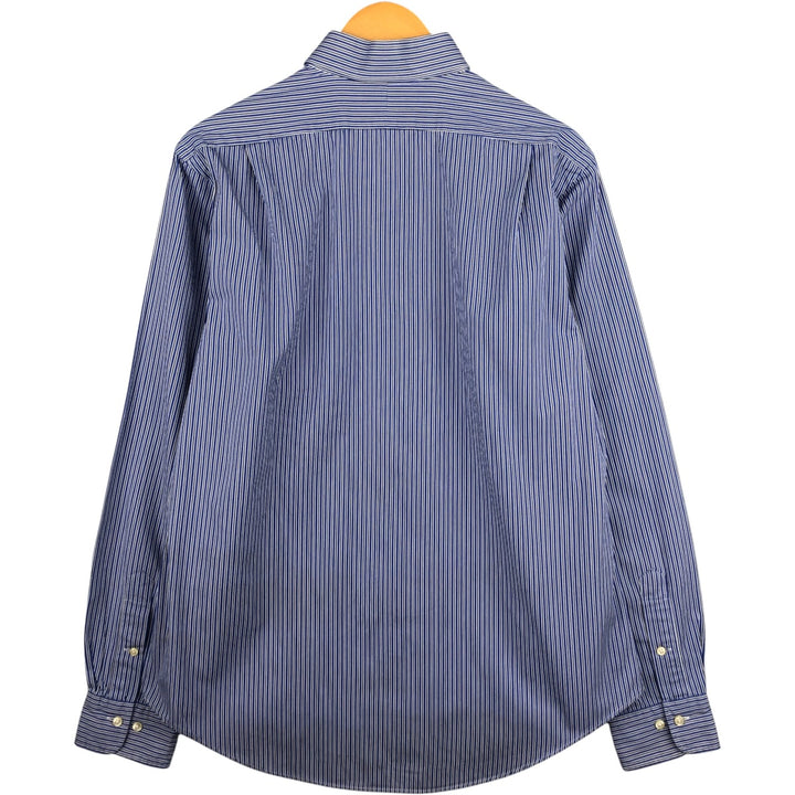 Ralph Lauren REGEND CUSTOM FIT wide collar long sleeve striped shirt, men's size L cotton blue type Vintage Second Hand
