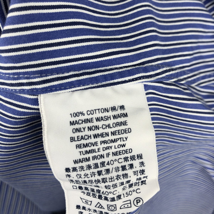 Ralph Lauren REGEND CUSTOM FIT wide collar long sleeve striped shirt, men's size L cotton blue type Vintage Second Hand