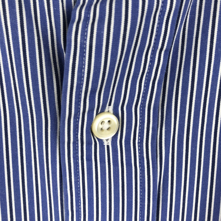 Ralph Lauren REGEND CUSTOM FIT wide collar long sleeve striped shirt, men's size L cotton blue type Vintage Second Hand
