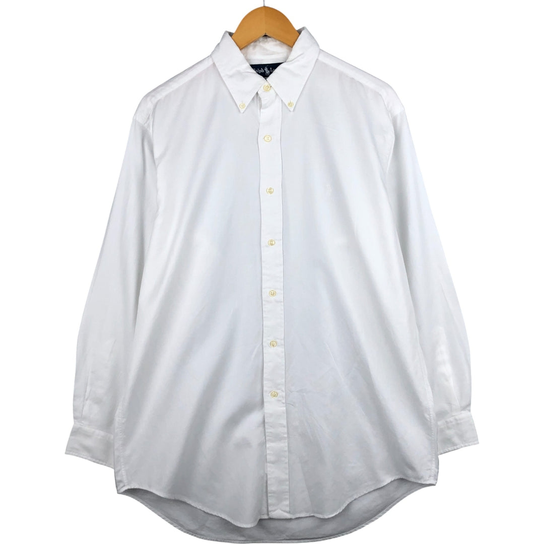 Ralph Lauren YARMOUTH long sleeve button down shirt, men's size M cotton white type Vintage Second Hand