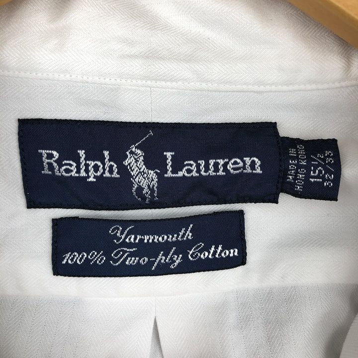 Ralph Lauren YARMOUTH long sleeve button down shirt, men's size M cotton white type Vintage Second Hand