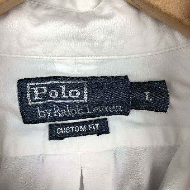 Ralph Lauren CUSTOM FIT long sleeve button down shirt, men's size L cotton white type Vintage Second Hand