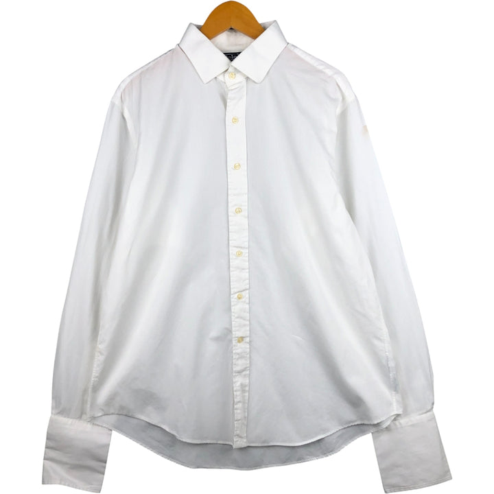 Ralph Lauren REGEND CUSTOM FIT Wide Collar Long Sleeve Cotton Shirt with Cuffs, Men's XL cotton white type Vintage Second Hand