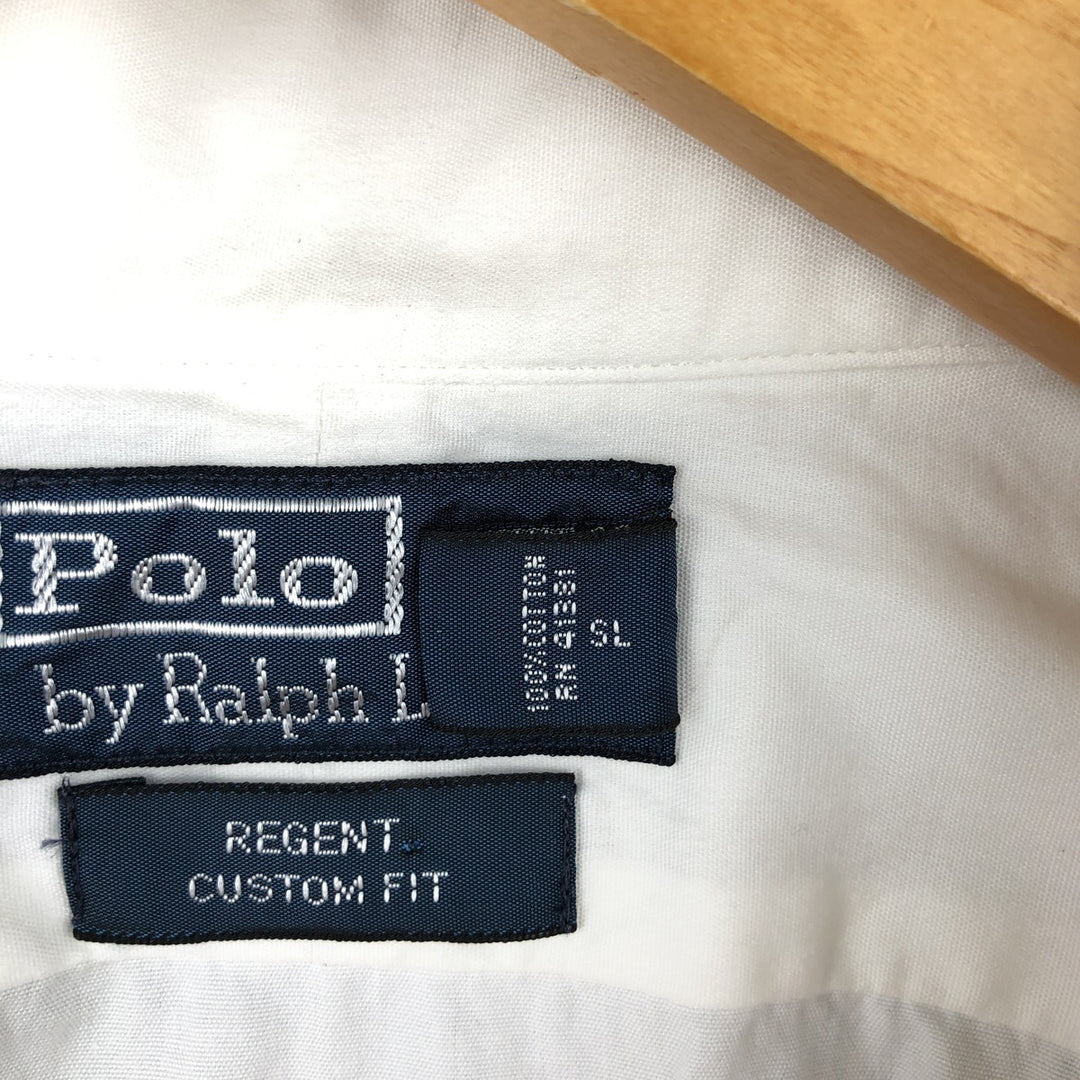Ralph Lauren REGEND CUSTOM FIT Wide Collar Long Sleeve Cotton Shirt with Cuffs, Men's XL cotton white type Vintage Second Hand