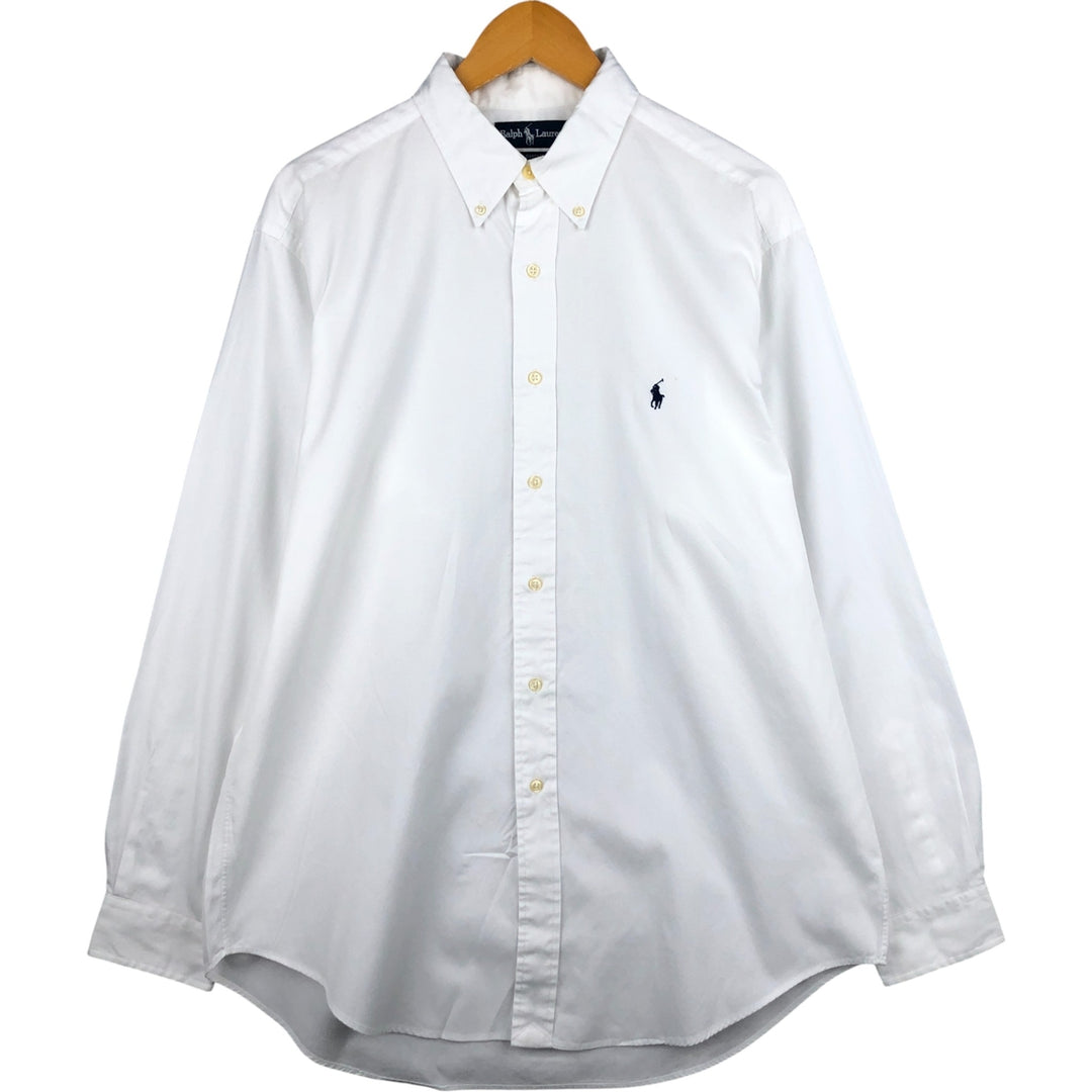 Ralph Lauren YARMOUTH long sleeve button down shirt, men's size L cotton white type Vintage Second Hand