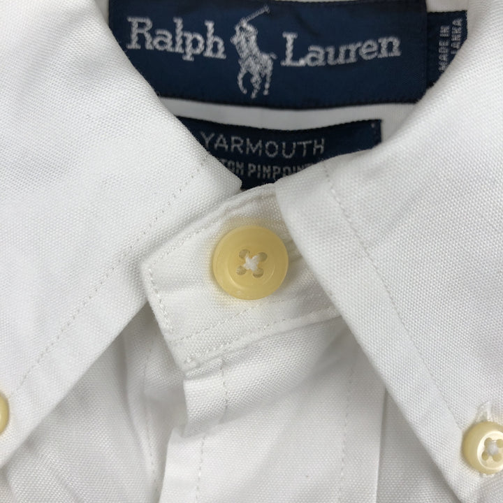 Ralph Lauren YARMOUTH long sleeve button down shirt, men's size L cotton white type Vintage Second Hand