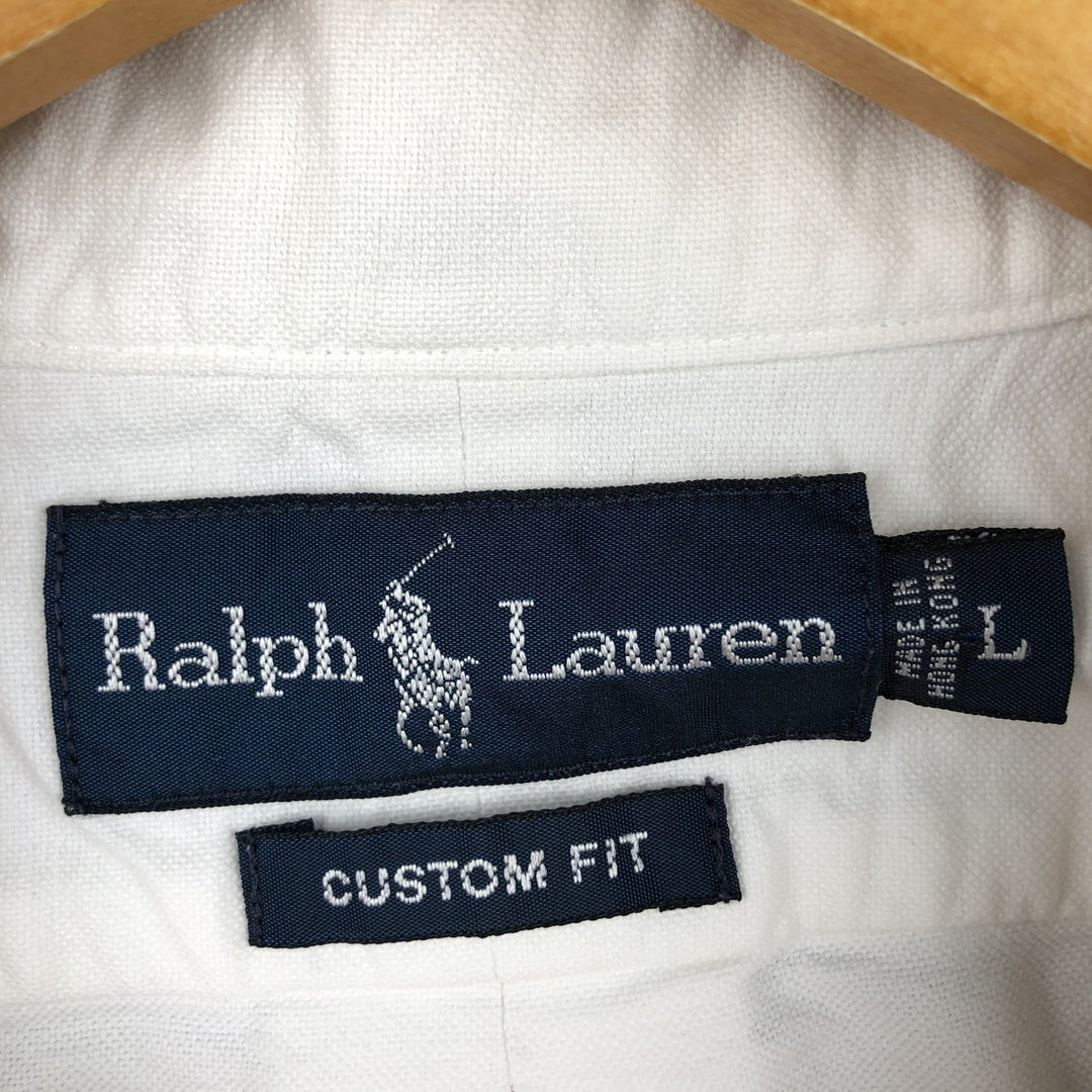 Ralph Lauren CUSTOM FIT long sleeve button down shirt, men's size L cotton white type Vintage Second Hand
