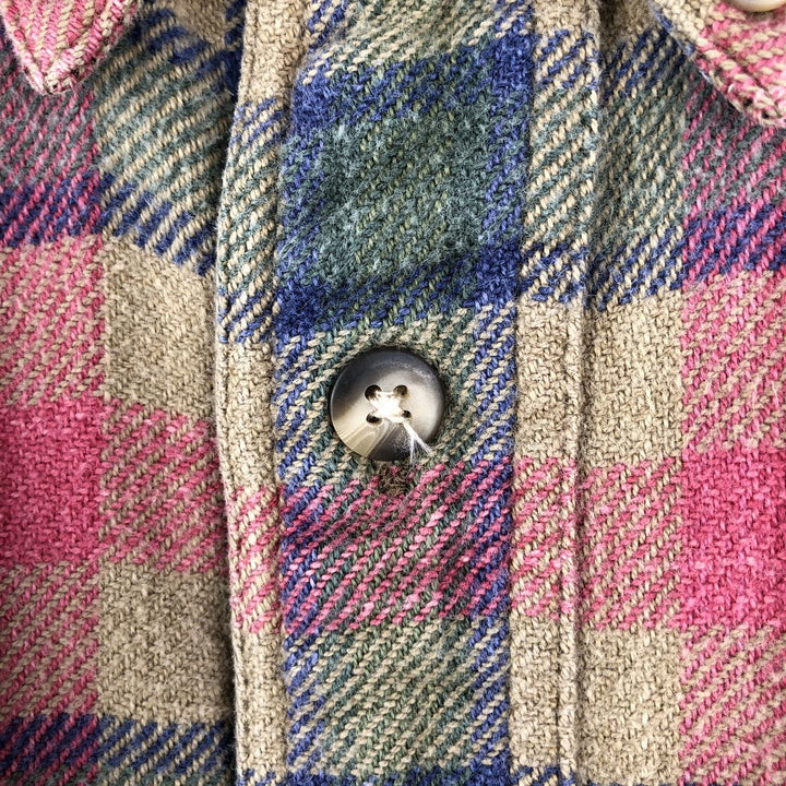 90'S Vintage Timberland WEATHERGEAR Long Sleeve Button-Down Flannel Check Shirt, Men's Size L cotton Khaki type Vintage Second Hand