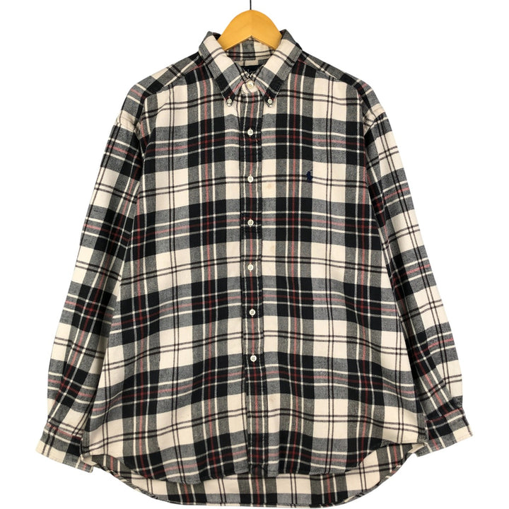 Ralph Lauren BLAIRE long sleeve button down flannel check shirt men's size L cotton black type Vintage Second Hand
