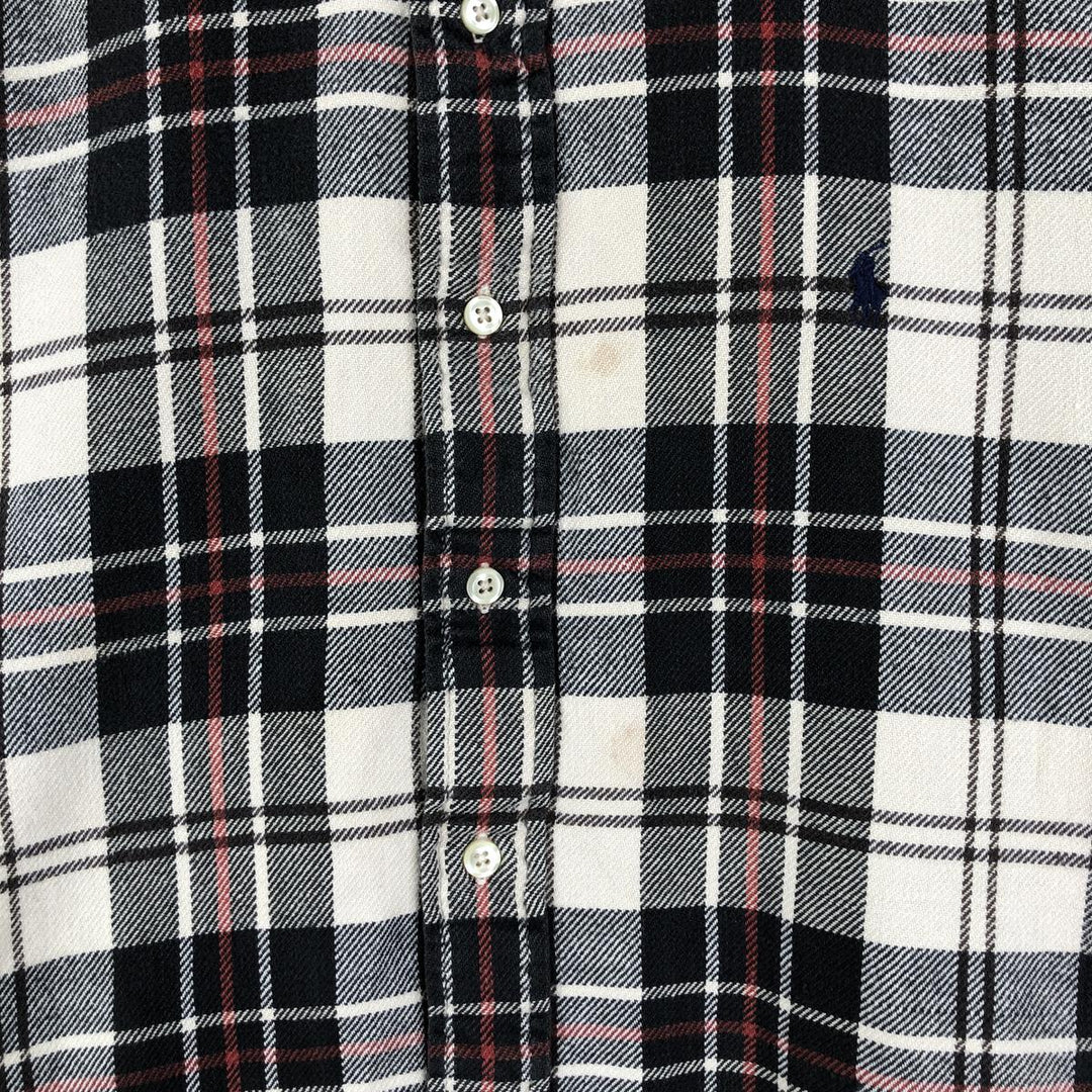 Ralph Lauren BLAIRE long sleeve button down flannel check shirt men's size L cotton black type Vintage Second Hand