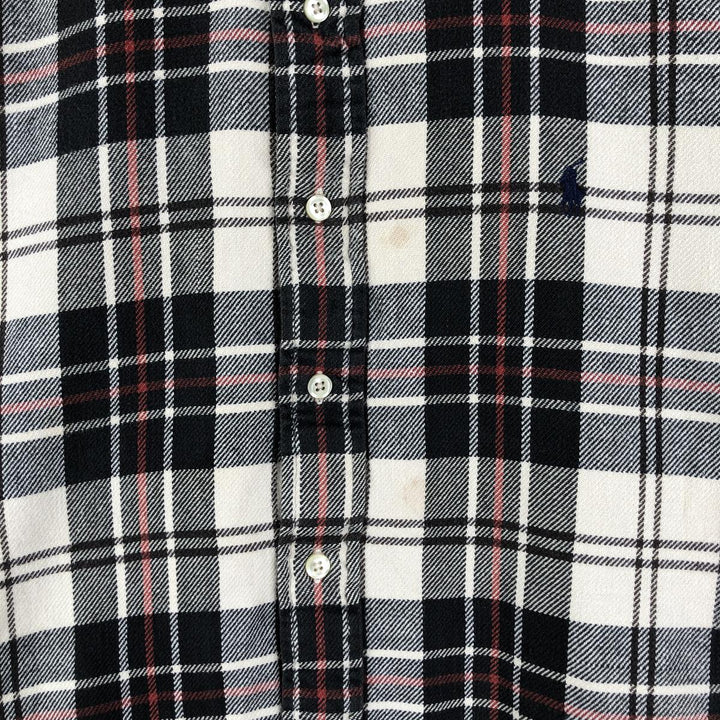Ralph Lauren BLAIRE long sleeve button down flannel check shirt men's size L cotton black type Vintage Second Hand