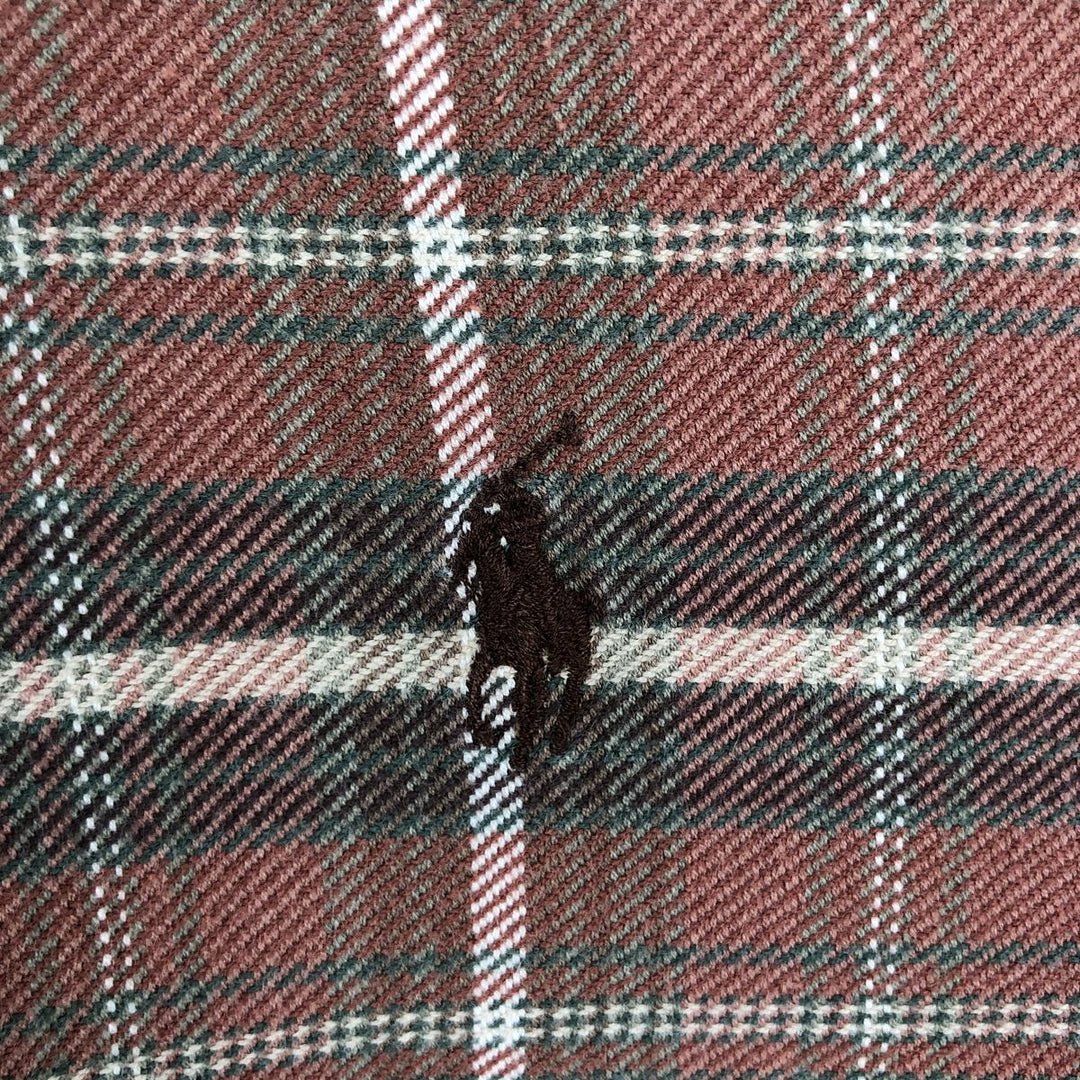 Ralph Lauren BLAKE long-sleeved button-down light flannel check shirt, men's size XL cotton brown type Vintage Second Hand