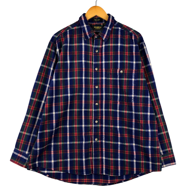 Vintage 1990'S Osh Kosh Lightflannel Check Shirt, Made in USA, Men's XL cotton Navy blue Vintage Second Hand