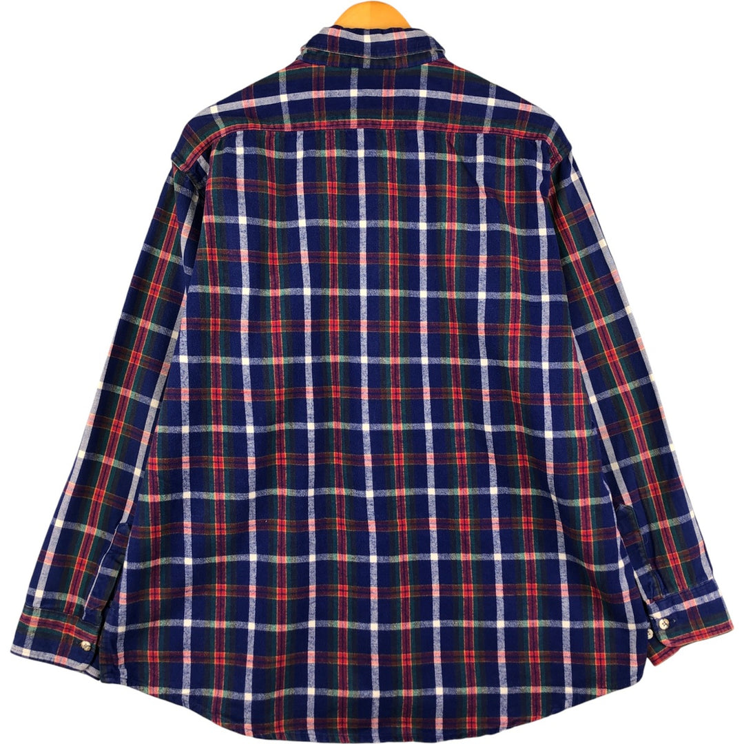 Vintage 1990'S Osh Kosh Lightflannel Check Shirt, Made in USA, Men's XL cotton Navy blue Vintage Second Hand