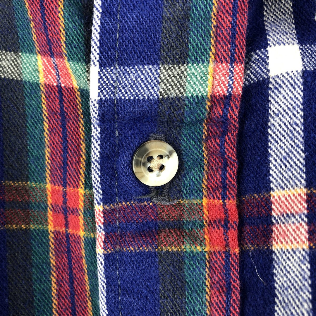 Vintage 1990'S Osh Kosh Lightflannel Check Shirt, Made in USA, Men's XL cotton Navy blue Vintage Second Hand