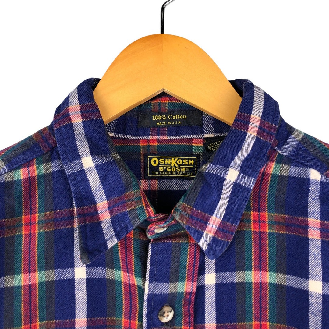 Vintage 1990'S Osh Kosh Lightflannel Check Shirt, Made in USA, Men's XL cotton Navy blue Vintage Second Hand