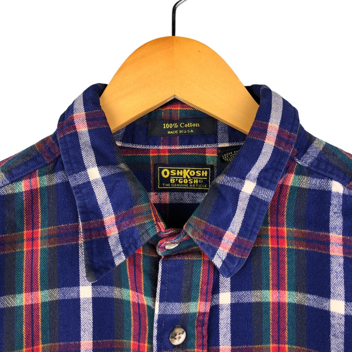 Vintage 1990'S Osh Kosh Lightflannel Check Shirt, Made in USA, Men's XL cotton Navy blue Vintage Second Hand