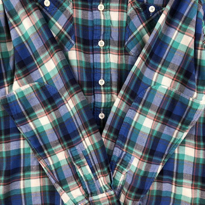 Ralph Lauren POLO by Ralph Lauren Long Sleeve Light Flannel Check Shirt, Men's XXL cotton blue type Vintage Second Hand