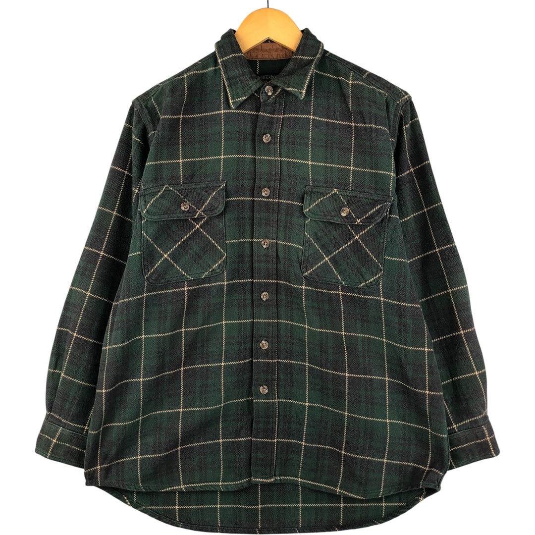 FIELD and STREAM Long Sleeve Flannel Check Shirt, Men's Size M cotton Green type dark green Vintage Second Hand