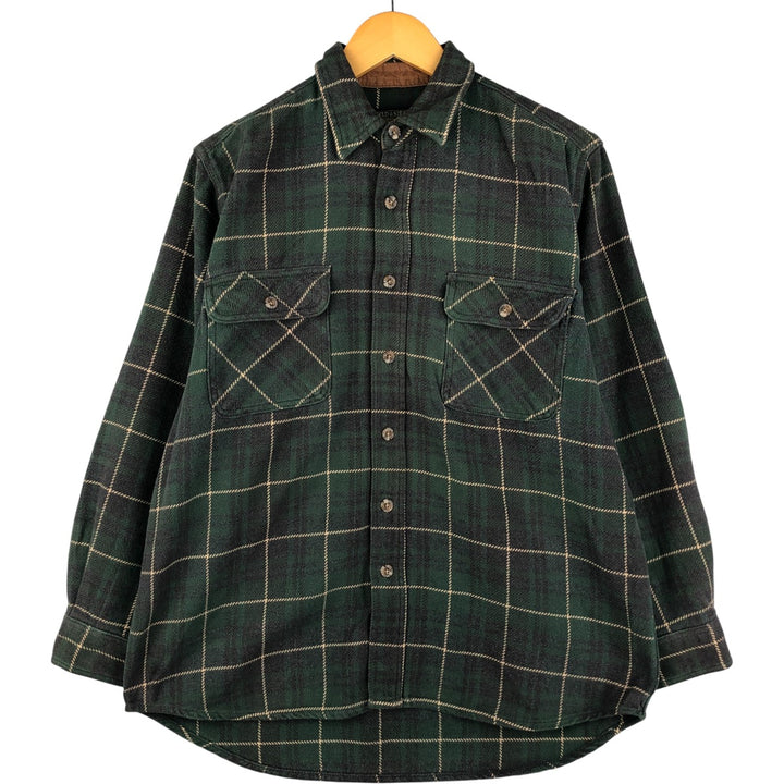 FIELD and STREAM Long Sleeve Flannel Check Shirt, Men's Size M cotton Green type dark green Vintage Second Hand