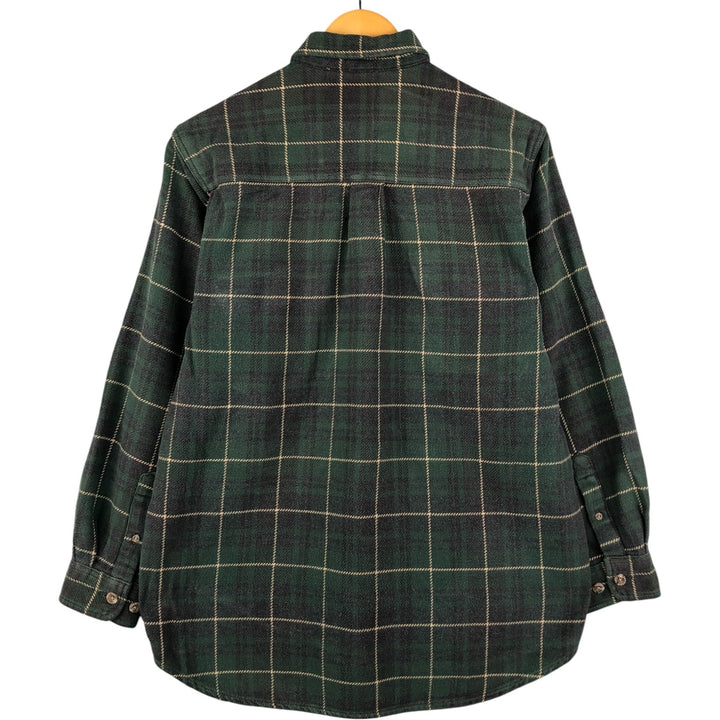 FIELD and STREAM Long Sleeve Flannel Check Shirt, Men's Size M cotton Green type dark green Vintage Second Hand