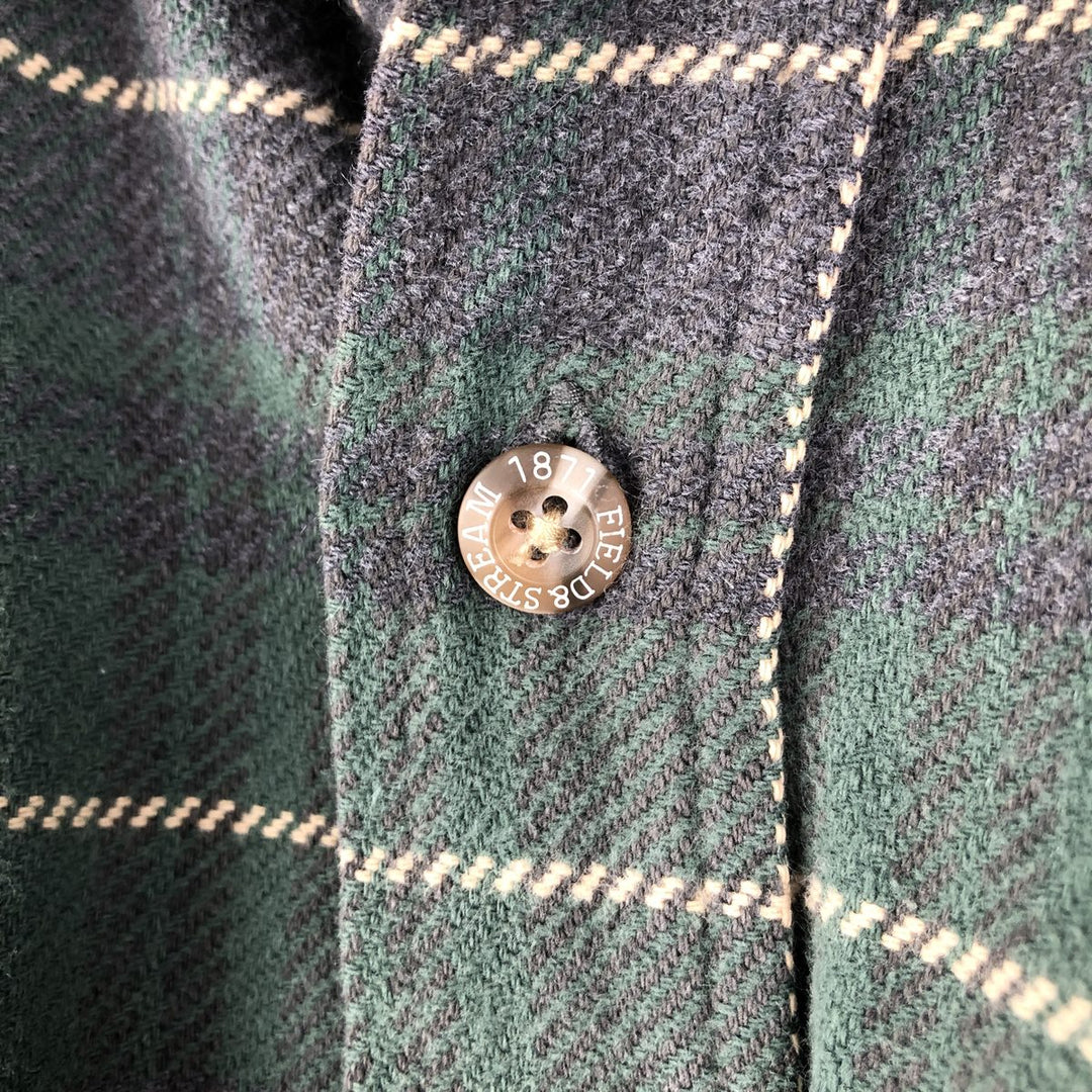 FIELD and STREAM Long Sleeve Flannel Check Shirt, Men's Size M cotton Green type dark green Vintage Second Hand