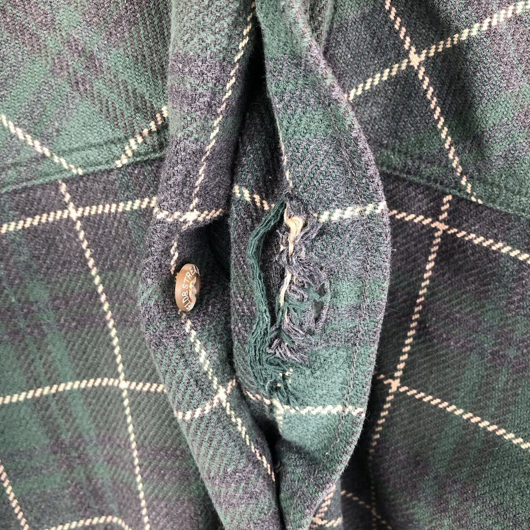 FIELD and STREAM Long Sleeve Flannel Check Shirt, Men's Size M cotton Green type dark green Vintage Second Hand