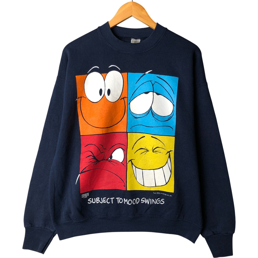 90'S Fruit of the Loom character sweatshirt, men's size L, vintage cotton navy blue type Vintage Second Hand