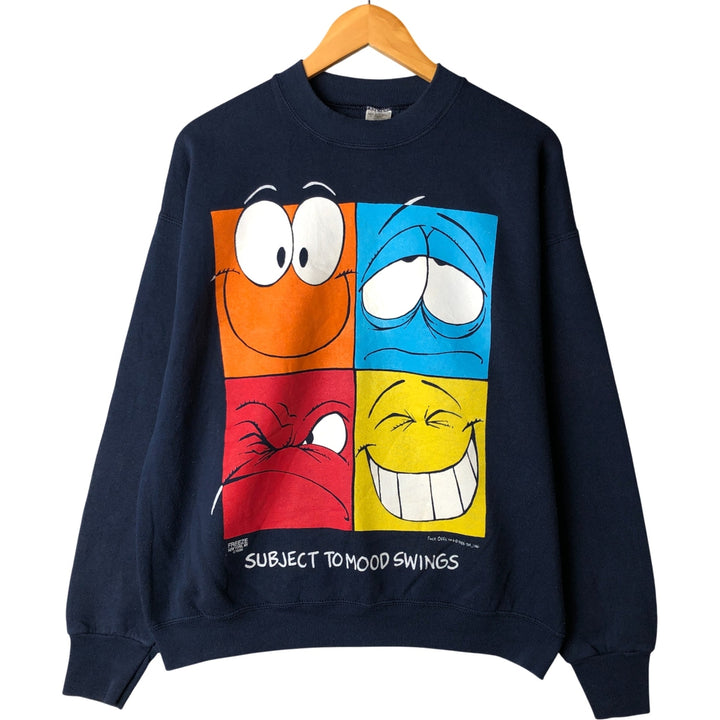 90'S Fruit of the Loom character sweatshirt, men's size L, vintage cotton navy blue type Vintage Second Hand