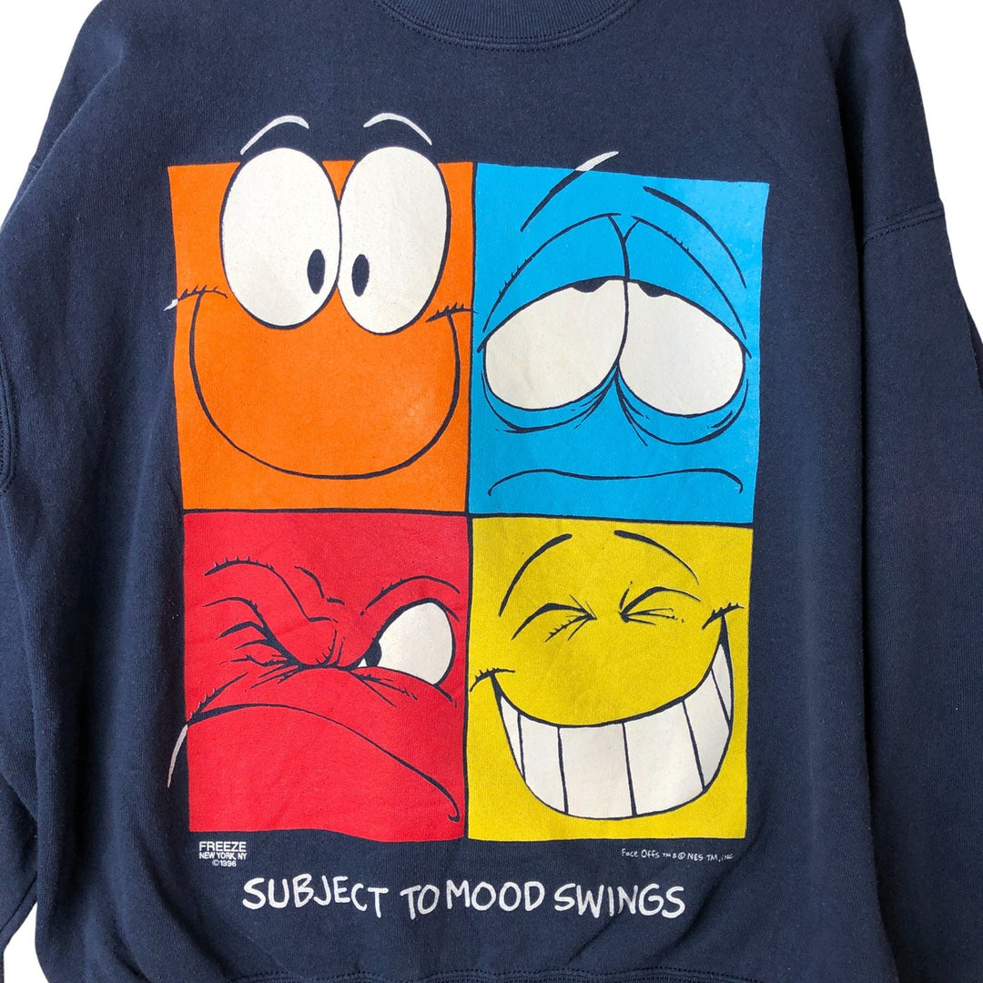 90'S Fruit of the Loom character sweatshirt, men's size L, vintage cotton navy blue type Vintage Second Hand