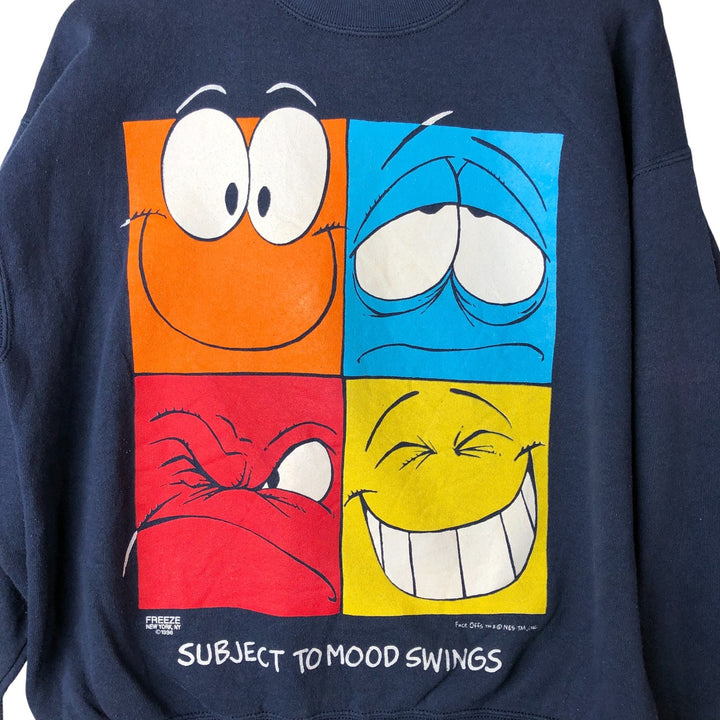 90'S Fruit of the Loom character sweatshirt, men's size L, vintage cotton navy blue type Vintage Second Hand