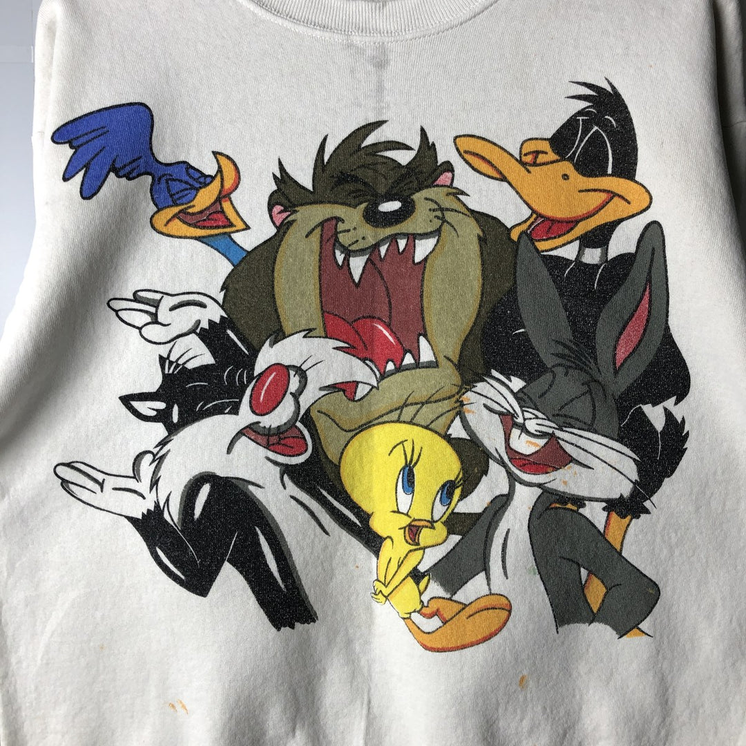 90'S Jerry Leigh Looney Tunes Large Print Character Sweatshirt, Men's Size L unclear white type Vintage Second Hand
