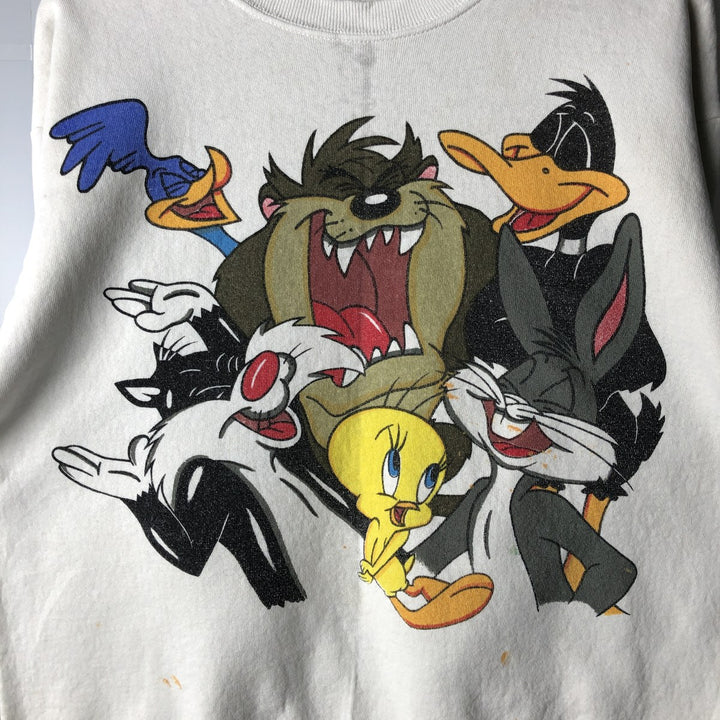 90'S Jerry Leigh Looney Tunes Large Print Character Sweatshirt, Men's Size L unclear white type Vintage Second Hand