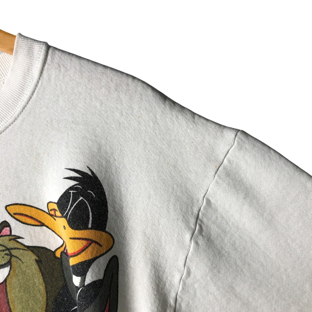 90'S Jerry Leigh Looney Tunes Large Print Character Sweatshirt, Men's Size L unclear white type Vintage Second Hand