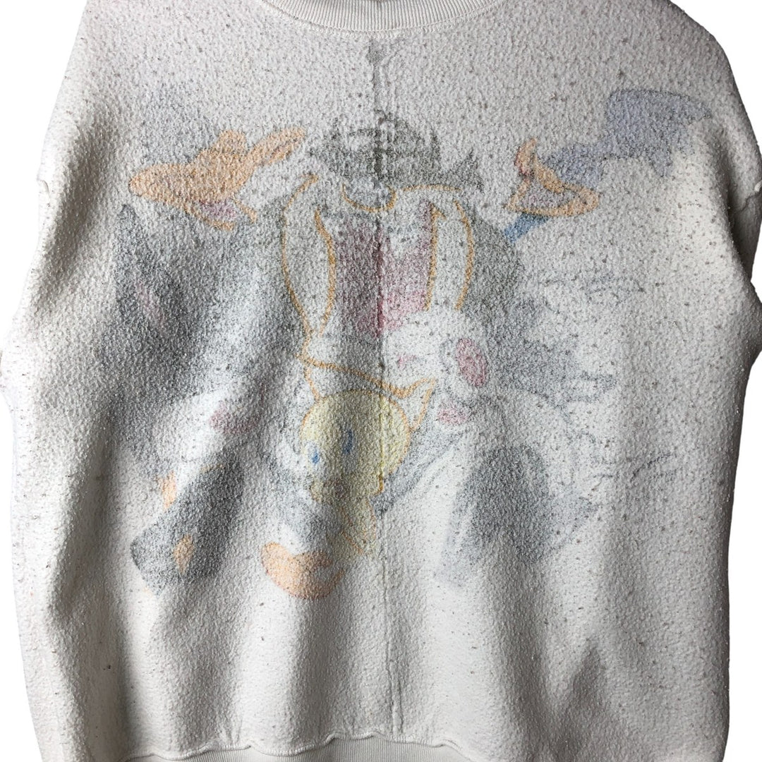 90'S Jerry Leigh Looney Tunes Large Print Character Sweatshirt, Men's Size L unclear white type Vintage Second Hand