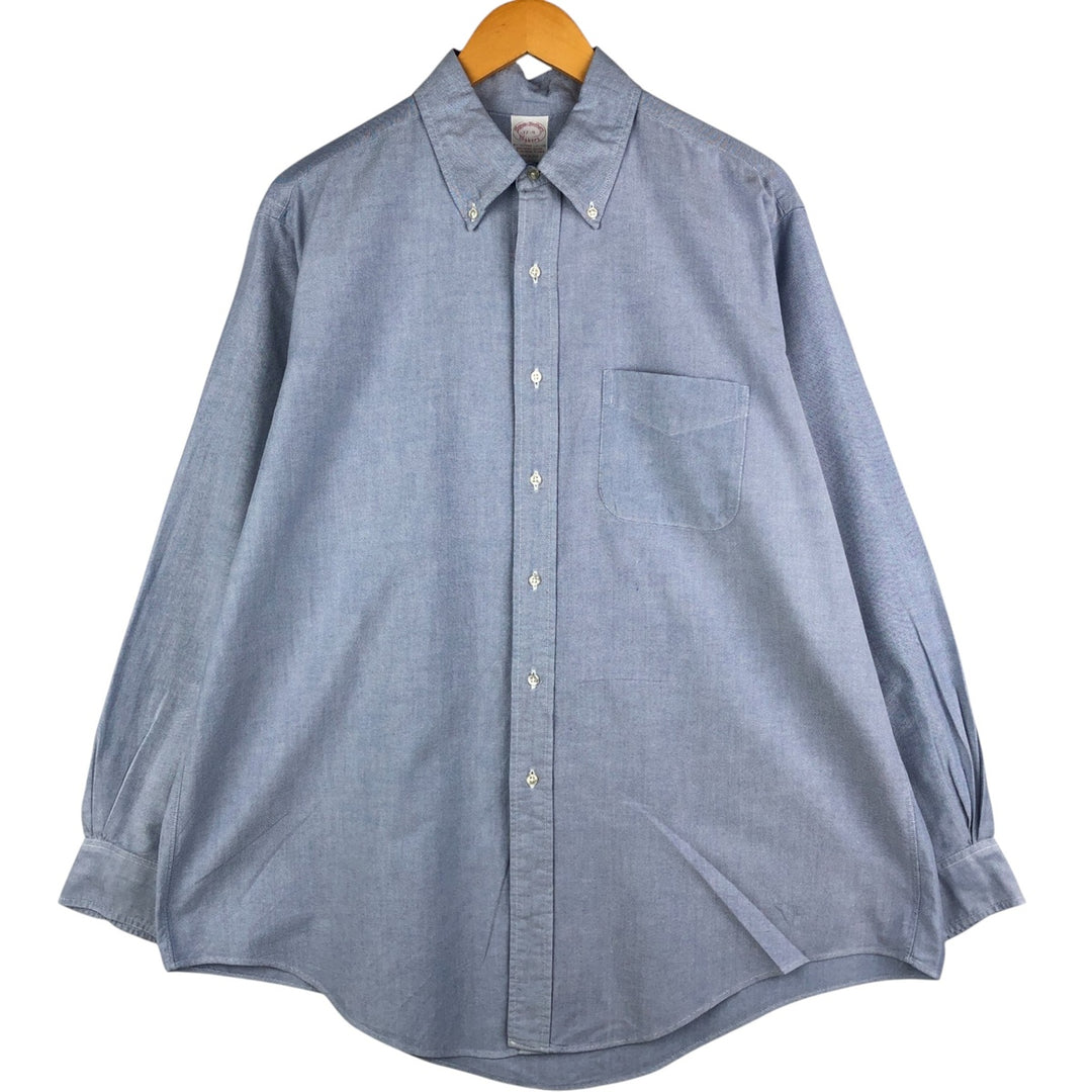 80s-90'S Brooks Brothers MAKERS Long Sleeve Button Down Shirt Made in USA Men's XL Vintage Supima Cotton navy blue type Vintage Second Hand