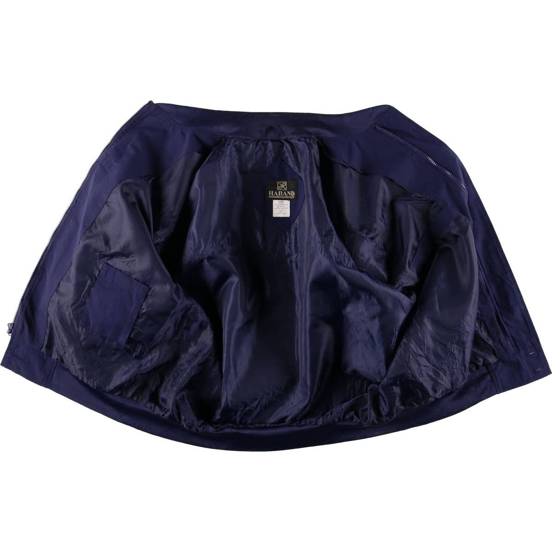 90s~00'S HABAND Derby Jacket Cup Shoulder Jacket Men's L size polyester navy blue type Vintage Second Hand