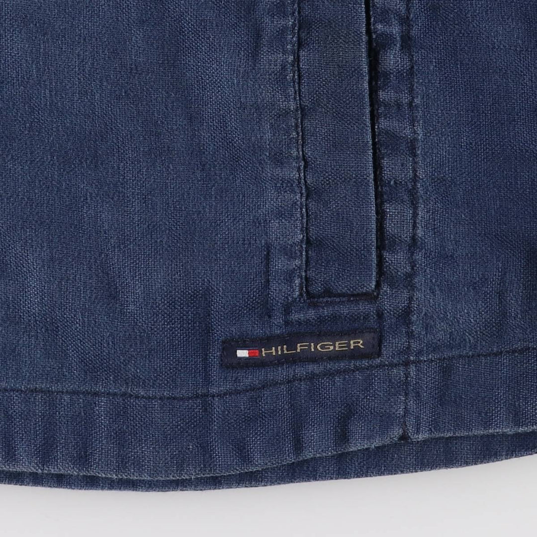 2000'S Tommy Hilfiger Half-Button Pullover Linen Parka, Men's Size XL linen navy blue type Vintage Second Hand