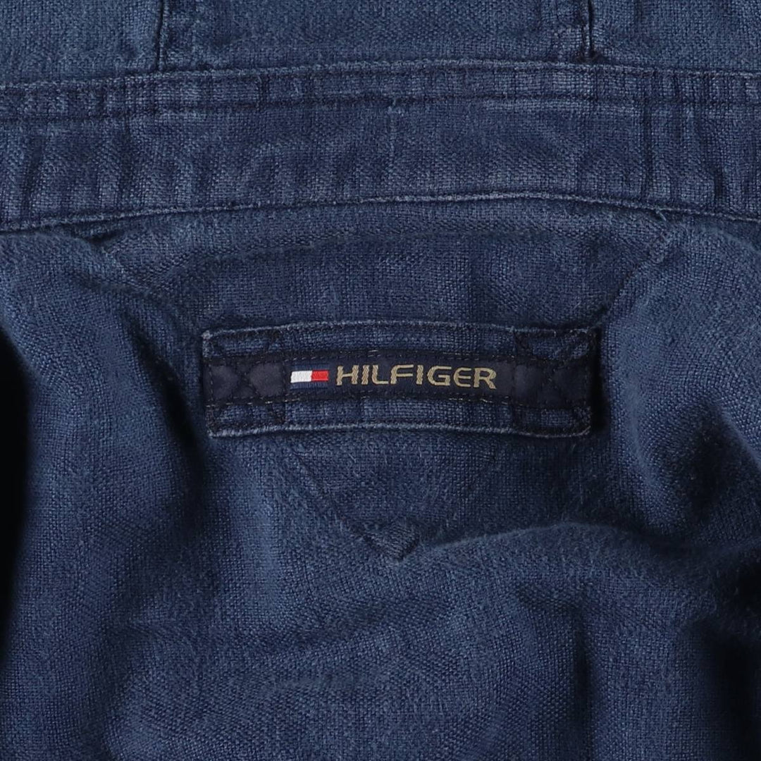 2000'S Tommy Hilfiger Half-Button Pullover Linen Parka, Men's Size XL linen navy blue type Vintage Second Hand