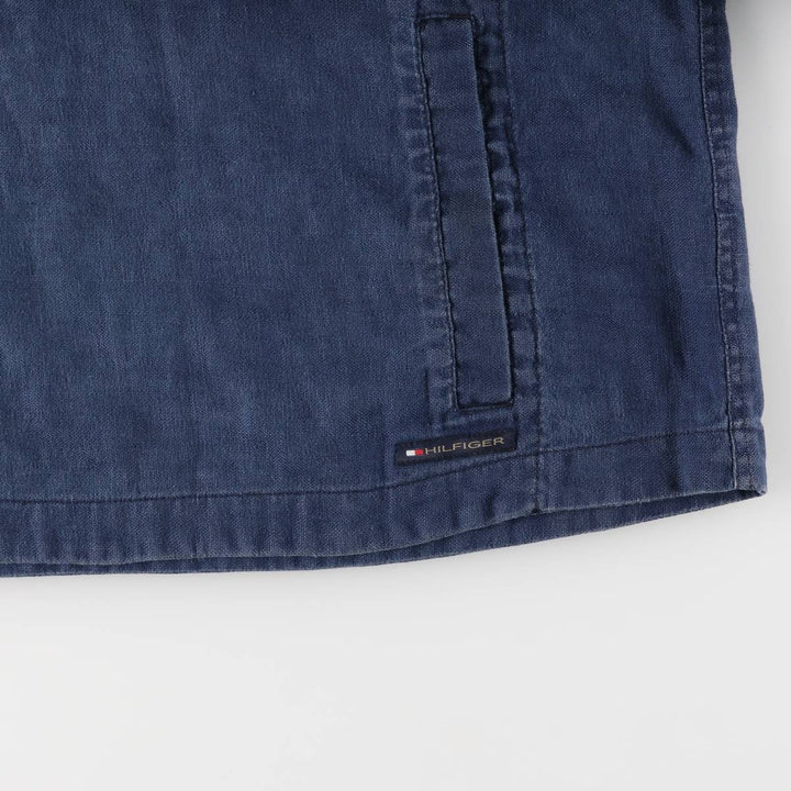 2000'S Tommy Hilfiger Half-Button Pullover Linen Parka, Men's Size XL linen navy blue type Vintage Second Hand